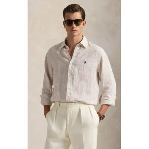 Polo Ralph Lauren für Herren. 710B15594006 Leinenhemd mit beigen Custom Fit-Streifen (M), Lässig, Langarm Polo Ralph Lauren für Herren. 710B15594006 Leinenhemd mit beigen Custom Fit-Streifen (M), Lässig, Langarm