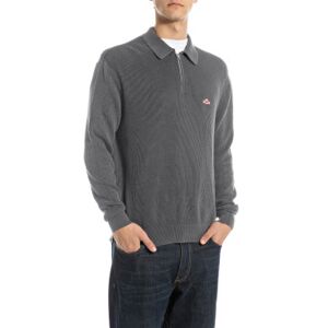 Replay für Herren. UK4867.000.G21280G Pullover mit kurzem grauem Reißverschluss (M), Lässig, Baumwolle Replay für Herren. UK4867.000.G21280G Pullover mit kurzem grauem Reißverschluss (M), Lässig, Baumwolle