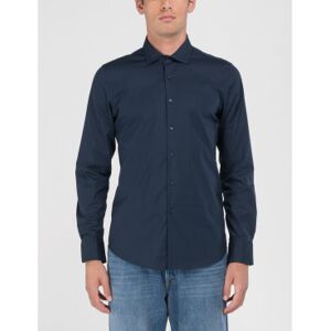 Replay für Herren. M4140.000.80279A Popeline Stretch Hemd blau (M), Lässig, Baumwolle, Klassisch, Langarm Replay für Herren. M4140.000.80279A Popeline Stretch Hemd blau (M), Lässig, Baumwolle, Klassisch, Langarm