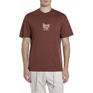 Replay für Herren. M3374.000.23608P T-Shirt mit Schokoladen-Cocktail-Aufdruck (S), Braun, Lässig, Baumwolle, Kurzarm Replay für Herren. M3374.000.23608P T-Shirt mit Schokoladen-Cocktail-Aufdruck (S), Braun, Lässig, Baumwolle, Kurzarm
