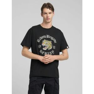 Replay für Herren. M3222.000.2660 Tiger Print T-Shirt schwarz (L), Lässig, Baumwolle, Kurzarm Replay für Herren. M3222.000.2660 Tiger Print T-Shirt schwarz (L), Lässig, Baumwolle, Kurzarm