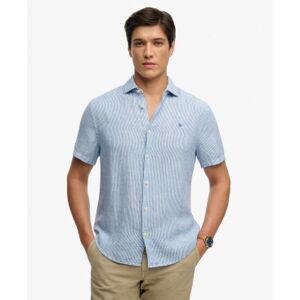 Superdry für Herren. M4011104A Hemd in Riviera-Blau (S), Lässig, Leinen, Kurzarm Superdry für Herren. M4011104A Hemd in Riviera-Blau (S), Lässig, Leinen, Kurzarm