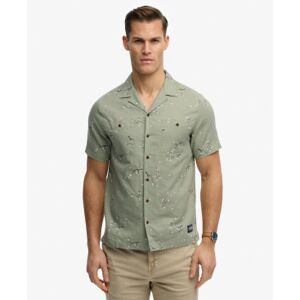 Superdry für Herren. M4011130A Bedrucktes grünes Hemd (S), Lässig, Baumwolle, Kurzarm Superdry für Herren. M4011130A Bedrucktes grünes Hemd (S), Lässig, Baumwolle, Kurzarm