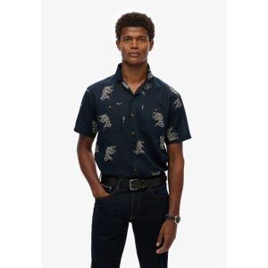 Superdry für Herren. M4010793A Kurzärmeliges marineblaues Strandhemd (S), Lässig, Baumwolle, Kurzarm Superdry für Herren. M4010793A Kurzärmeliges marineblaues Strandhemd (S), Lässig, Baumwolle, Kurzarm