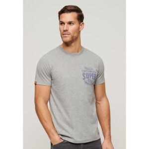 Superdry für Herren. M1011980A T-Shirt mit grauer Copper Label Grafik auf der Brust (S), Lässig, Baumwolle, Kurzarm Superdry für Herren. M1011980A T-Shirt mit grauer Copper Label Grafik auf der Brust (S), Lässig, Baumwolle, Kurzarm