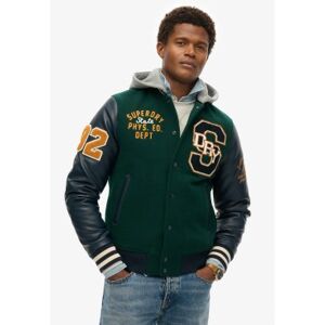 Superdry für Herren. M5012088A Bomberjacke mit Kapuze und grünem Universitätsabzeichen (M), Lässig, Wolle Superdry für Herren. M5012088A Bomberjacke mit Kapuze und grünem Universitätsabzeichen (M), Lässig, Wolle