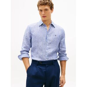 Tommy Hilfiger für Herren. MW0MW42400 Hemd mit blauen Bengalstreifen (M), Lässig, Leinen, Langarm Tommy Hilfiger für Herren. MW0MW42400 Hemd mit blauen Bengalstreifen (M), Lässig, Leinen, Langarm