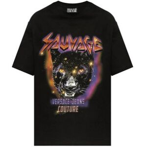 Versace Jeans Couture für Herren. 78GAHC04-CJ01C Schwarzes bedrucktes T-shirt (M), Lässig, Baumwolle, Kurzarm Versace Jeans Couture für Herren. 78GAHC04-CJ01C Schwarzes bedrucktes T-shirt (M), Lässig, Baumwolle, Kurzarm