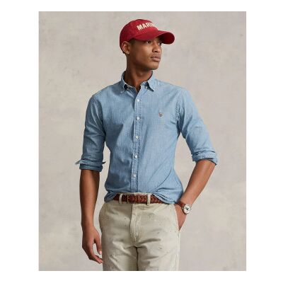 Polo Ralph Lauren für Herren. 710548538001 Blau Slim Fit Chambray Hemd (XS), Lässig, Baumwolle, Denim, Langarm Polo Ralph Lauren für Herren. 710548538001 Blau Slim Fit Chambray Hemd (XS), Lässig, Baumwolle, Denim, Langarm