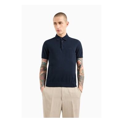 Giorgio Armani A X Armani Exchange für Herren. 8NZF5DZM3JZ1510 Gestricktes Poloshirt in Navy (L), Lässig, Baumwolle, Kurzarm, Marine Giorgio Armani A X Armani Exchange für Herren. 8NZF5DZM3JZ1510 Gestricktes Poloshirt in Navy (L), Lässig, Baumwolle, Kurzarm, Marine