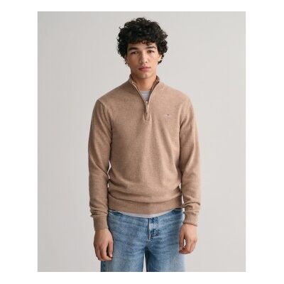 Gant für Herren. 87213 Beigefarbener Pullover mit halbem Reißverschluss (M), Lässig, Wolle, Langarm Gant für Herren. 87213 Beigefarbener Pullover mit halbem Reißverschluss (M), Lässig, Wolle, Langarm