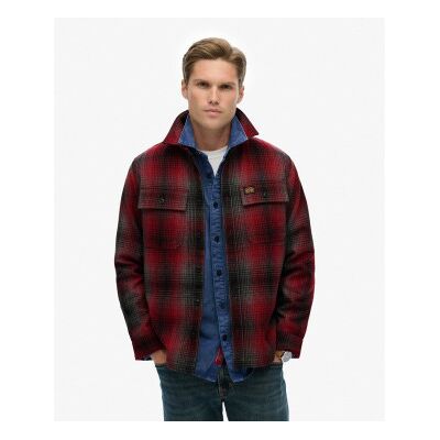 Superdry für Herren. M4011050A Wolle Miller Überhemd rot (L), Lässig, Langarm Superdry für Herren. M4011050A Wolle Miller Überhemd rot (L), Lässig, Langarm