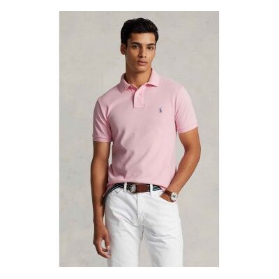 Polo Ralph Lauren für Herren. 710795080004 Schmal geschnittenes Piqué-Poloshirt rosa (M), Lässig, Baumwolle, Kurzarm Polo Ralph Lauren für Herren. 710795080004 Schmal geschnittenes Piqué-Poloshirt rosa (M), Lässig, Baumwolle, Kurzarm