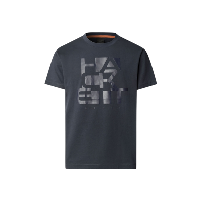 Hackett London für Herren. HM5000086 Blockgrafik-T-Shirt mit klassischem Logo in Marineblau (L), Lässig, Baumwolle, Kurzarm Hackett London für Herren. HM5000086 Blockgrafik-T-Shirt mit klassischem Logo in Marineblau (L), Lässig, Baumwolle, Kurzarm