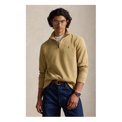 Polo Ralph Lauren für Herren. 710P07411502 Beiger ?Estate-Rib?-Pullover mit kurzem Reißverschluss (S), Lässig, Baumwolle, Langarm Polo Ralph Lauren für Herren. 710P07411502 Beiger ?Estate-Rib?-Pullover mit kurzem Reißverschluss (S), Lässig, Baumwolle, Langarm