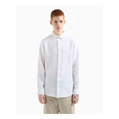 Giorgio Armani A X Armani Exchange für Herren. XM001221AF14619U0001 Fit Leinenhemd weiß (L), Lässig, Party, Klassisch, Langarm Giorgio Armani A X Armani Exchange für Herren. XM001221AF14619U0001 Fit Leinenhemd weiß (L), Lässig, Party, Klassisch, Langarm