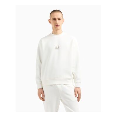 Giorgio Armani A X Armani Exchange für Herren. XM000368AF10818U0009 Weißes besticktes Sweatshirt (S), Lässig, Baumwolle Giorgio Armani A X Armani Exchange für Herren. XM000368AF10818U0009 Weißes besticktes Sweatshirt (S), Lässig, Baumwolle