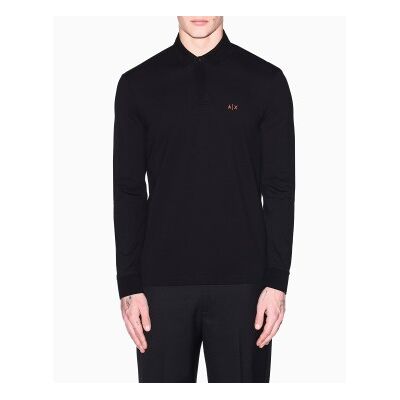 Giorgio Armani A X Armani Exchange für Herren. XM001288AF17321MC536 Polo Relax schwarz (M), Lässig, Baumwolle, Langarm Giorgio Armani A X Armani Exchange für Herren. XM001288AF17321MC536 Polo Relax schwarz (M), Lässig, Baumwolle, Langarm
