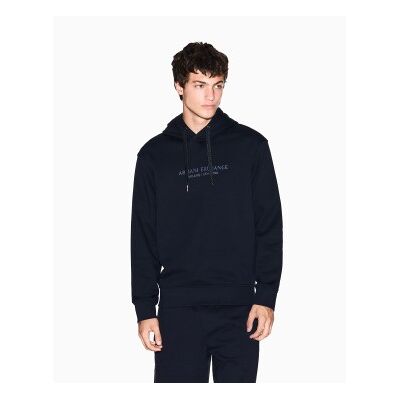 Giorgio Armani A X Armani Exchange für Herren. XM001294AF20934UB101 Marineblaues Basic-Kapuzensweatshirt aus Baumwolle (XXL), Lässig, Sportlich, Langarm Giorgio Armani A X Armani Exchange für Herren. XM001294AF20934UB101 Marineblaues Basic-Kapuzensweatshirt aus Baumwolle (XXL), Lässig, Sportlich, Langarm