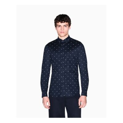 Giorgio Armani A X Armani Exchange für Herren. XM000625AF13184FB434 Hemd Monogramm navy (XL), Lässig, Baumwolle, Langarm, Marine Giorgio Armani A X Armani Exchange für Herren. XM000625AF13184FB434 Hemd Monogramm navy (XL), Lässig, Baumwolle, Langarm, Marine