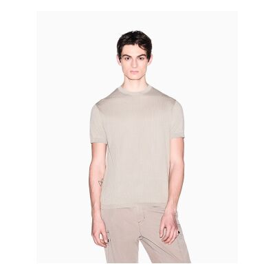 Giorgio Armani A X Armani Exchange für Herren. XM002439AF22249U6229 Beigefarbenes T-Shirt aus geripptem Trikot (XL), Lässig, Baumwolle, Kurzarm Giorgio Armani A X Armani Exchange für Herren. XM002439AF22249U6229 Beigefarbenes T-Shirt aus geripptem Trikot (XL), Lässig, Baumwolle, Kurzarm