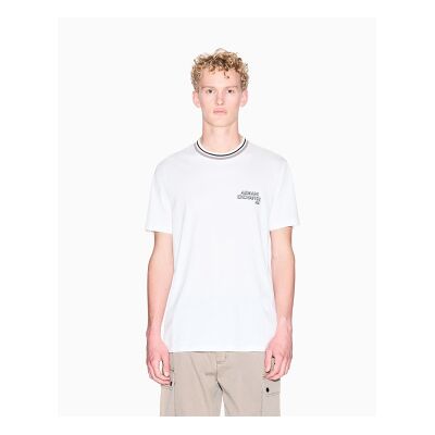 Giorgio Armani A X Armani Exchange für Herren. XM001795AF10361U0009 Kontrastreiches weißes T-Shirt (L), Lässig, Baumwolle, Kurzarm Giorgio Armani A X Armani Exchange für Herren. XM001795AF10361U0009 Kontrastreiches weißes T-Shirt (L), Lässig, Baumwolle, Kurzarm