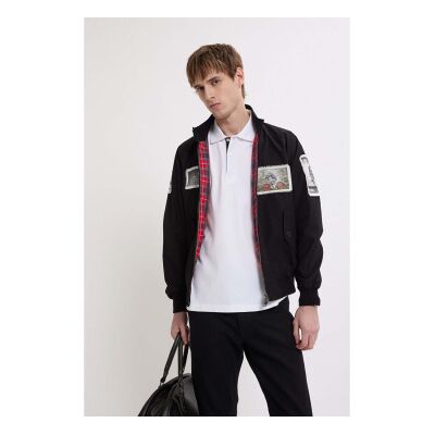 Baracuta für Herren. BRCPS1183BCNY1 Jacke Gavin Watson Patches schwarz (44UK=XL), Lässig, Polyester Baracuta für Herren. BRCPS1183BCNY1 Jacke Gavin Watson Patches schwarz (44UK=XL), Lässig, Polyester