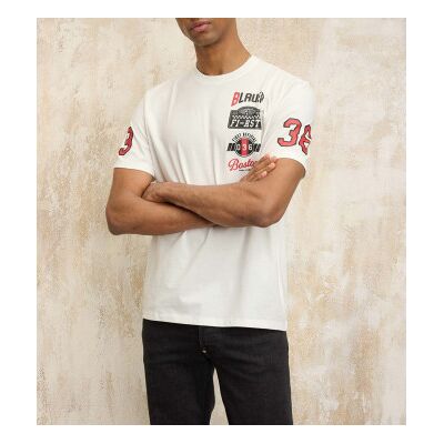 Blauer für Herren. 25SBLUH02150 Rider Judson T-shirt weiß (S), Lässig, Baumwolle, Kurzarm Blauer für Herren. 25SBLUH02150 Rider Judson T-shirt weiß (S), Lässig, Baumwolle, Kurzarm