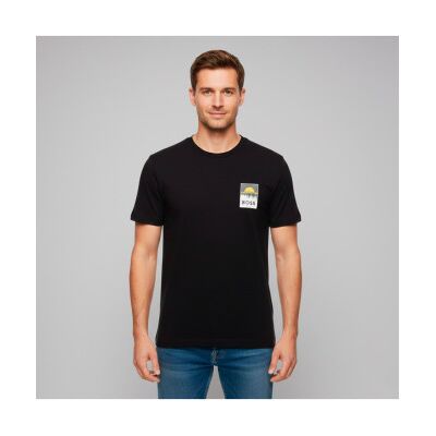 Boss für Herren. 50556023 Einfarbiges T-shirt schwarz (S), Lässig, Baumwolle, Kurzarm Boss für Herren. 50556023 Einfarbiges T-shirt schwarz (S), Lässig, Baumwolle, Kurzarm
