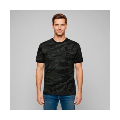 Boss für Herren. 50553159 T-shirt wildnature schwarz grünlich (S), Lässig, Baumwolle, Kurzarm Boss für Herren. 50553159 T-shirt wildnature schwarz grünlich (S), Lässig, Baumwolle, Kurzarm