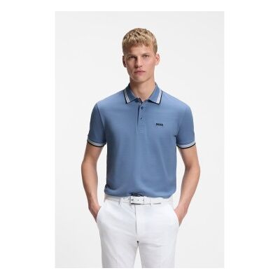 Boss für Herren. 50469055 Poloshirt aus blauem Baumwollpiqué Paddy (M), Lässig, Baumwolle, Kurzarm Boss für Herren. 50469055 Poloshirt aus blauem Baumwollpiqué Paddy (M), Lässig, Baumwolle, Kurzarm