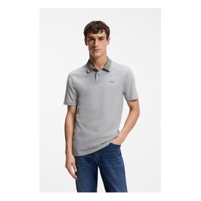 Boss für Herren. 50507814 Piqué-Poloshirt mit grauem Logo (3XL), Lässig, Baumwolle, Kurzarm Boss für Herren. 50507814 Piqué-Poloshirt mit grauem Logo (3XL), Lässig, Baumwolle, Kurzarm