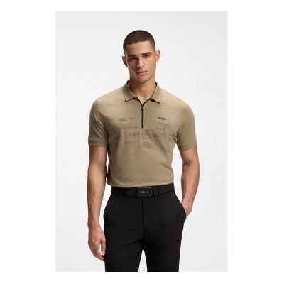 Boss für Herren. 50559010 Polo Zipper mit reflektierender Grafik braun (XXL), Lässig, Baumwolle, Kurzarm Boss für Herren. 50559010 Polo Zipper mit reflektierender Grafik braun (XXL), Lässig, Baumwolle, Kurzarm