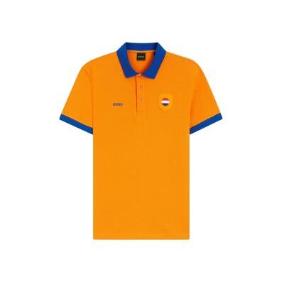 Boss für Herren. 50559263 Paddy-Poloshirt mit orangefarbenen Flaggendetails (S), Lässig, Baumwolle, Kurzarm Boss für Herren. 50559263 Paddy-Poloshirt mit orangefarbenen Flaggendetails (S), Lässig, Baumwolle, Kurzarm