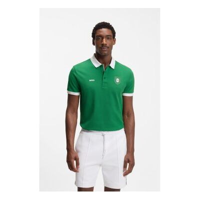 Boss für Herren. 50559263 Paddy-Poloshirt mit grüner Flagge (M), Lässig, Baumwolle, Kurzarm Boss für Herren. 50559263 Paddy-Poloshirt mit grüner Flagge (M), Lässig, Baumwolle, Kurzarm