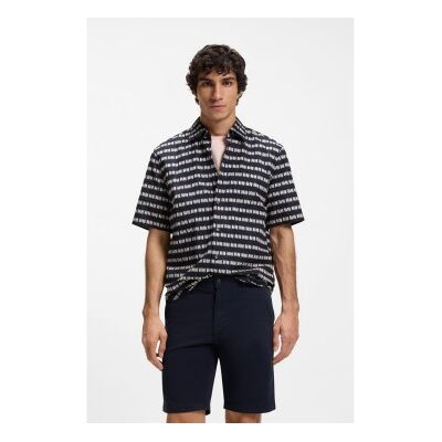 Boss für Herren. 50559628 Hemd Regular Fit Popeline navy print (M), Lässig, Baumwolle, Kurzarm, Marine Boss für Herren. 50559628 Hemd Regular Fit Popeline navy print (M), Lässig, Baumwolle, Kurzarm, Marine