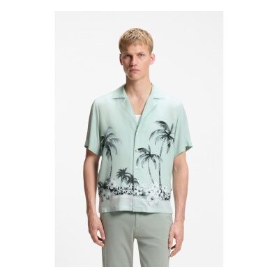 Boss für Herren. 50559632 Hemd Regular fit mit türkisem Aufdruck (3XL), Lässig, Viskose, Kurzarm Boss für Herren. 50559632 Hemd Regular fit mit türkisem Aufdruck (3XL), Lässig, Viskose, Kurzarm