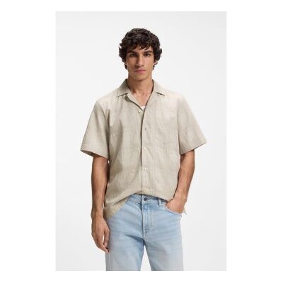 Boss für Herren. 50559322 Rayer Hemd beige (M), Lässig, Baumwolle, Kurzarm Boss für Herren. 50559322 Rayer Hemd beige (M), Lässig, Baumwolle, Kurzarm