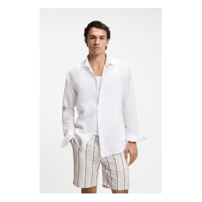 Boss für Herren. 50567579 Relegant 6 Hemd weiß (5XL), Lässig, Leinen, Klassisch, Langarm Boss für Herren. 50567579 Relegant 6 Hemd weiß (5XL), Lässig, Leinen, Klassisch, Langarm