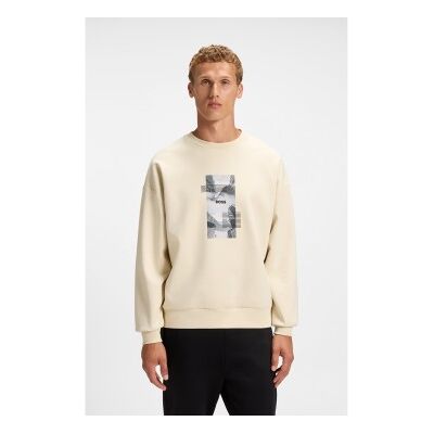 Boss für Herren. 50548324 Sweatshirt mit Übergröße und Passform off-white (L), Weiß, Lässig, Baumwolle Boss für Herren. 50548324 Sweatshirt mit Übergröße und Passform off-white (L), Weiß, Lässig, Baumwolle