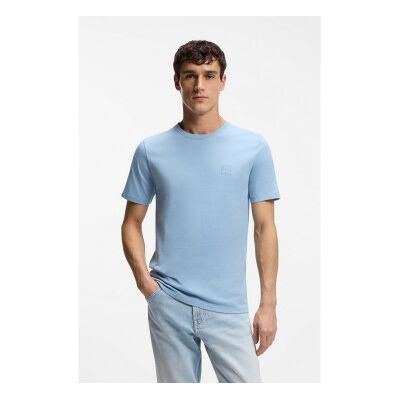 Boss für Herren. 50508584 Strick-T-Shirt mit Applikationen blau (3XL), Lässig, Baumwolle, Kurzarm Boss für Herren. 50508584 Strick-T-Shirt mit Applikationen blau (3XL), Lässig, Baumwolle, Kurzarm