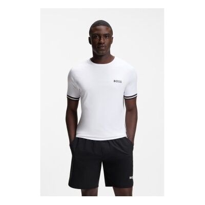 Boss für Herren. 50559207 Aktiv-T-Shirt weiß (M), Lässig, Polyester, Kurzarm Boss für Herren. 50559207 Aktiv-T-Shirt weiß (M), Lässig, Polyester, Kurzarm