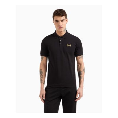 EA7 für Herren. 8NPF14_PJVQZ Core-Identity-Poloshirt aus schwarzer Baumwolle (M), Lässig, Sportlich, Kurzarm EA7 für Herren. 8NPF14_PJVQZ Core-Identity-Poloshirt aus schwarzer Baumwolle (M), Lässig, Sportlich, Kurzarm