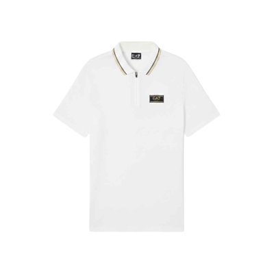 EA7 für Herren. 7M001333_AF13739 Label-Premium-Poloshirt aus Strick weiß (S), Lässig, Baumwolle, Kurzarm EA7 für Herren. 7M001333_AF13739 Label-Premium-Poloshirt aus Strick weiß (S), Lässig, Baumwolle, Kurzarm