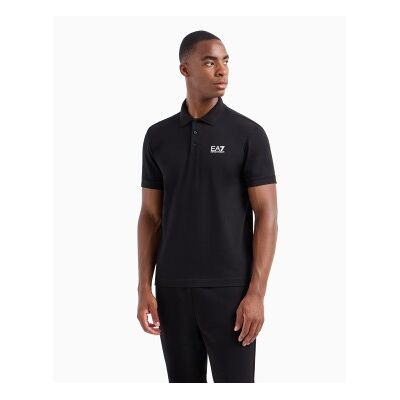 EA7 für Herren. 8NPF14_PJVQZ Core-Identity-Poloshirt aus schwarzer Stretch-Baumwolle (XXL), Lässig, Kurzarm EA7 für Herren. 8NPF14_PJVQZ Core-Identity-Poloshirt aus schwarzer Stretch-Baumwolle (XXL), Lässig, Kurzarm