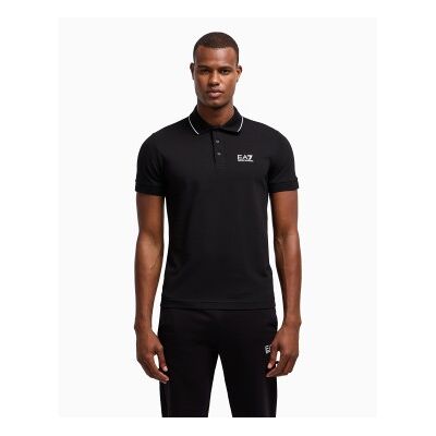 EA7 für Herren. 8NPF16_PJVUZ Lässiges schwarzes Poloshirt (XS), Baumwolle, Kurzarm EA7 für Herren. 8NPF16_PJVUZ Lässiges schwarzes Poloshirt (XS), Baumwolle, Kurzarm