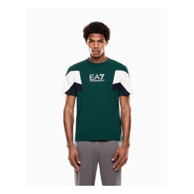 EA7 für Herren. 7M001603_AF12503 Sommer-Block-T-Shirt grün (L), Blau, Lässig, Baumwolle, Kurzarm EA7 für Herren. 7M001603_AF12503 Sommer-Block-T-Shirt grün (L), Blau, Lässig, Baumwolle, Kurzarm