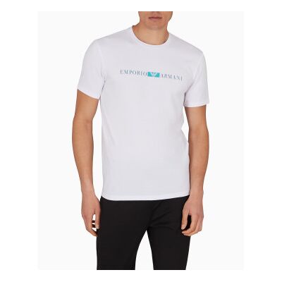 Giorgio Armani Emporio Armani für Herren. EM000379_AF10774 Mini-Logo-T-Shirt weiß (S), Lässig, Baumwolle, Kurzarm Giorgio Armani Emporio Armani für Herren. EM000379_AF10774 Mini-Logo-T-Shirt weiß (S), Lässig, Baumwolle, Kurzarm