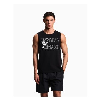 Giorgio Armani Emporio Armani für Herren. EM000572_AF20434 Ärmelloses T-shirt schwarz (M), Lässig, Baumwolle, Kurzarm Giorgio Armani Emporio Armani für Herren. EM000572_AF20434 Ärmelloses T-shirt schwarz (M), Lässig, Baumwolle, Kurzarm