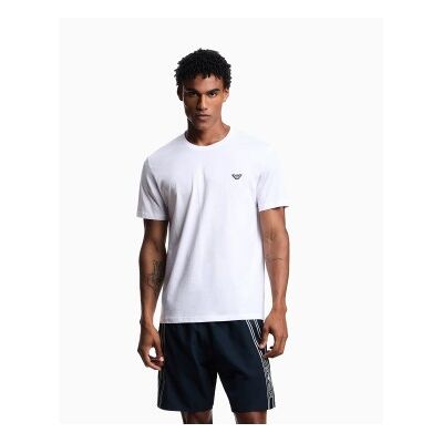 Giorgio Armani Emporio Armani für Herren. EM000574_AF20424 Beachwear weißes T-Shirt (M), Lässig, Baumwolle, Kurzarm Giorgio Armani Emporio Armani für Herren. EM000574_AF20424 Beachwear weißes T-Shirt (M), Lässig, Baumwolle, Kurzarm